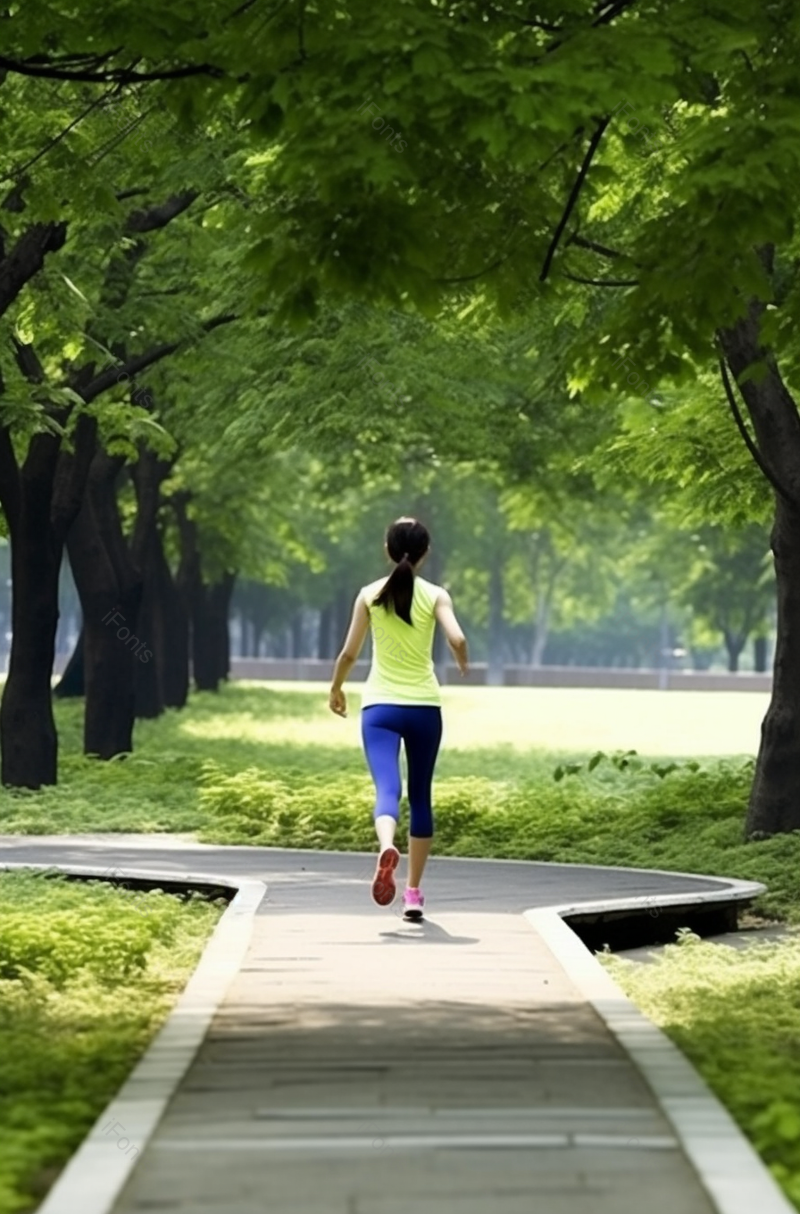 穿着运动服的青年女人在公园跑步,高清,摄影图,摄影图片,图片大全,摄影图免费下载